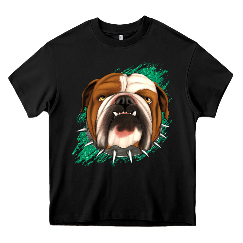 Bulldog Green Glitter Heavy Core Tee by Jasminsmagicworld | Teevron