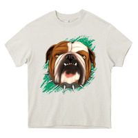 Cream Bulldog Green glitter Heavy Core Tee - Jasminsmagicworld