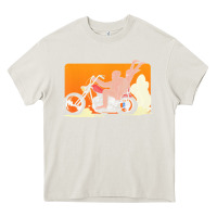 Cream bigfoot t  shirt bigfoot riding motorcycle for biker sasquatch chick t Heavy Core Tee - linhVisuals