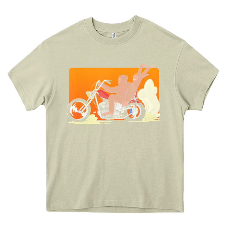 Bigfoot T  Shirt Bigfoot Riding Motorcycle For Biker Sasquatch Chick T Heavy Core Tee by linhVisuals | Teevron