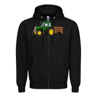 Black farm tractor Zipper Hoodie - RanaPortraitStore