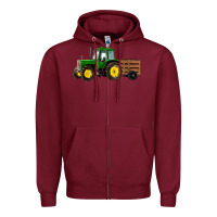 Burgundy farm tractor Zipper Hoodie - RanaPortraitStore