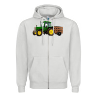 Dove Grey farm tractor Zipper Hoodie - RanaPortraitStore