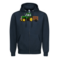 Navy farm tractor Zipper Hoodie - RanaPortraitStore