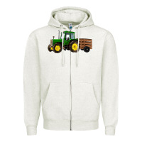 Oatmeal Heather farm tractor Zipper Hoodie - RanaPortraitStore