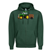 Sports Green farm tractor Zipper Hoodie - RanaPortraitStore