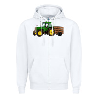 White farm tractor Zipper Hoodie - RanaPortraitStore