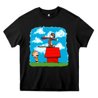 Black Calvin Hobbes Heavy Core Tee - linhVisuals
