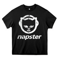 Black napster light Heavy Core Tee - linhVisuals
