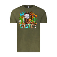 Vintage Olive Hop Into Easter Bunny Western Vintage Tee - CowhideDigitalArt