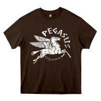 Chocolate Brown ivory pegasus Heavy Core Tee - linhVisuals