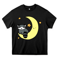 Black crescent moon raccoon Heavy Core Tee - linhVisuals