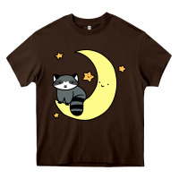 Chocolate Brown crescent moon raccoon Heavy Core Tee - linhVisuals