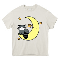 Cream crescent moon raccoon Heavy Core Tee - linhVisuals