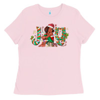 Bubblegum Pink Joy Girl Black Ladies Tee - CowhideDigitalArt