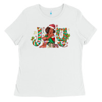 White Joy Girl Black Ladies Tee - CowhideDigitalArt