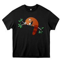 Black red panda sleeping Heavy Core Tee - linhVisuals