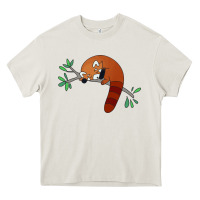 Cream red panda sleeping Heavy Core Tee - linhVisuals