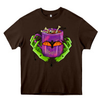Chocolate Brown Halloween Coffee Cup With Hands Heavy Core Tee - FaDigitalArtStudio
