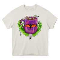 Cream Halloween Coffee Cup With Hands Heavy Core Tee - FaDigitalArtStudio