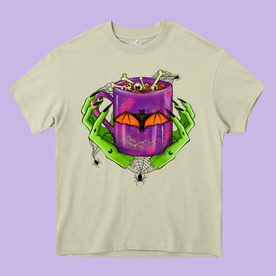 Halloween Coffee Cup With Hands Heavy Core Tee Designed By Fadigitalartstudio