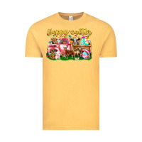 Vintage Mustard Happy Easter Animal Car Vintage Tee - CowhideDigitalArt