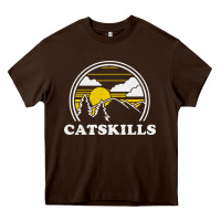 Chocolate Brown catskills new york vintage Heavy Core Tee - linhVisuals