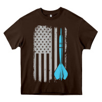 Chocolate Brown throwing darts   vintage usa american flag for dart players t shirt Heavy Core Tee - linhVisuals