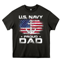 Asphalt u.s navy proud dad with american flag gift veteran day t shirt Heavy Core Tee - linhVisuals