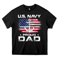 Black u.s navy proud dad with american flag gift veteran day t shirt Heavy Core Tee - linhVisuals