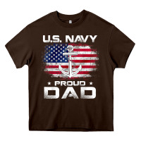 Chocolate Brown u.s navy proud dad with american flag gift veteran day t shirt Heavy Core Tee - linhVisuals