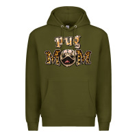 Army Green Pug Mom Premium Hoodie - Jasminsmagicworld