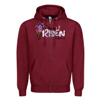 Burgundy easter he is risen matthew 28 6 Zipper Hoodie - Jasminsmagicworld