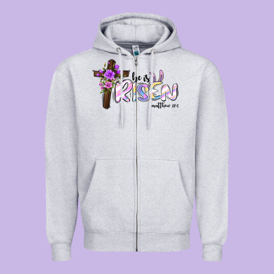 Easter He Is Risen Matthew 28 6 Zipper Hoodie Designed By Jasminsmagicworld
