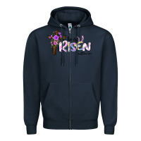 Navy easter he is risen matthew 28 6 Zipper Hoodie - Jasminsmagicworld