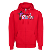 Red easter he is risen matthew 28 6 Zipper Hoodie - Jasminsmagicworld