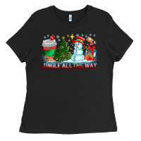 Black Jingle All The Way Ladies Tee - CowhideDigitalArt