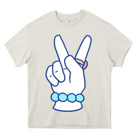Cream girl peace sign Heavy Core Tee - linhVisuals