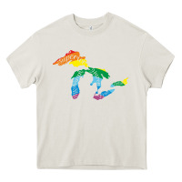 Cream all michigan great lakes rainbow colors Heavy Core Tee - linhVisuals