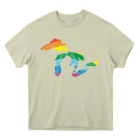 All Michigan Great Lakes Rainbow Colors Heavy Core Tee | Teevron