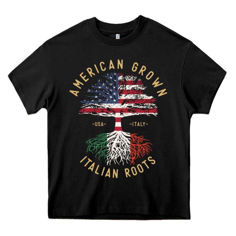American Grown Italian Roots Italy Flag Vintage Tree Heavy Core Tee by linhVisuals | Teevron