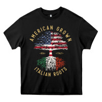 Black american grown italian roots italy flag vintage tree Heavy Core Tee - linhVisuals