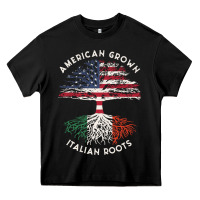 Black american grown italian roots usa italy flag tree Heavy Core Tee - linhVisuals