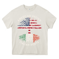 Cream american grown italian roots usa italy flag tree Heavy Core Tee - linhVisuals