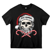 Bah Humbug Skull Santa Hat Christmas Funny Quote Heavy Core Tee | Teevron