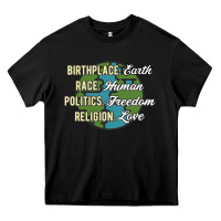Black birthplace earth race human politics freedom religion love equality al Heavy Core Tee - linhVisuals