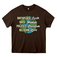Chocolate Brown birthplace earth race human politics freedom religion love equality al Heavy Core Tee - linhVisuals