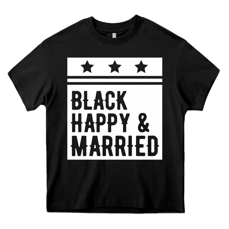 Black Happy & Married Funny Wedding Gifts Heavy Core Tee by linhVisuals | Teevron