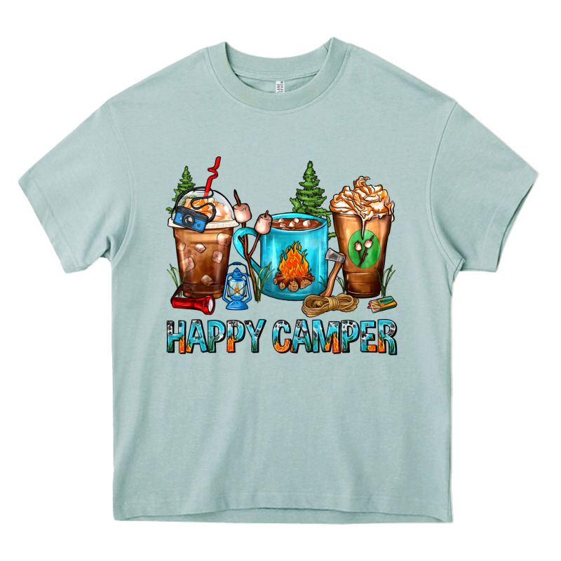 Happy Camper Coffee Cups Heavy Core Tee by FaDigitalArtStudio | Teevron