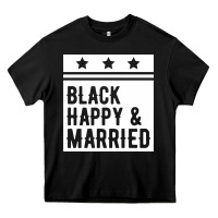 Black Happy & Married Funny Wedding Gifts Heavy Core Tee | Teevron